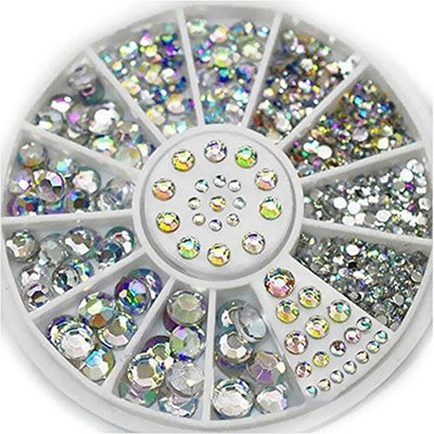 Eachbid New Hot Gorgeous Acrylic Glitter 3D Nail Art Decoration+Wheel White Multicolor