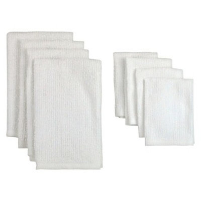 Design Imports Terry Bar Mop Dishtowels and Dishcloths Set (Set of 8),White
