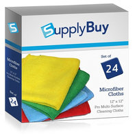 SupplyBuy Pro Multi-Surface Microfiber Towels | All-Purpose Cleaning Cloths | Pack of 24 - 12x12 (12