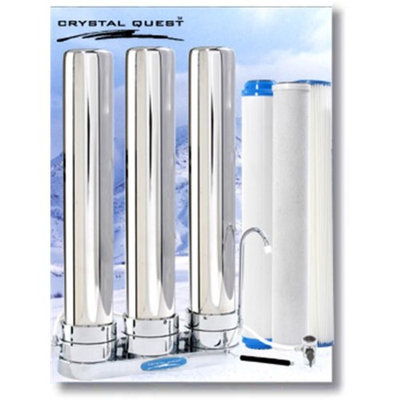 Crystal Quest CQE-CT-00123 Tall Triple Replaceable Cartridge Countertop Water Filter System