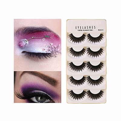 5Pairs Black Natural Long False Eyelashes Handmade 3D Luxurious Thick Fake Eye Lashes Makeup