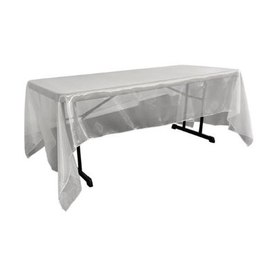 LA Linen TCOrgz60x144-WhiteO11 Sheer Mirror Organza Square Tablecloth White - 60 x 144 in.