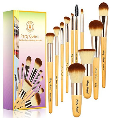 Party Queen Bamboo Makeup Brushes Set 11 Pieces Professional Kabuki Foundation Blending Blush Concealer Eye Face Powder Cosmetics Brush Kit With Box