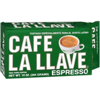 Café La Llave Espresso, 100% Pure Coffee, Rich and Aromatic, Fine-Grind, Dark-Roast, 10-Ounce Vacuum Sealed Brick Pack