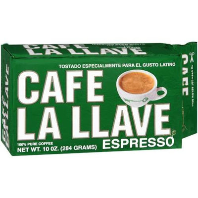 Café La Llave Espresso, 100% Pure Coffee, Rich and Aromatic, Fine-Grind, Dark-Roast, 10-Ounce Vacuum Sealed Brick Pack