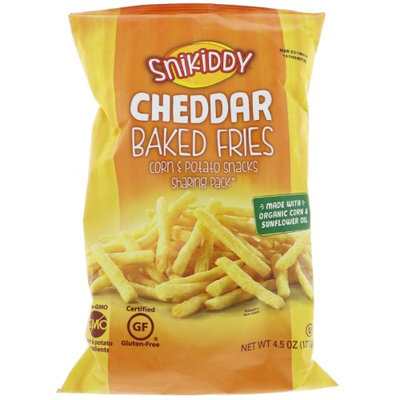 Snikiddy Snacks Snikiddy, Baked Fries, Corn & Potato Snacks, Cheddar, 4.5 oz