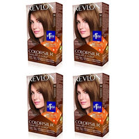 Revlon ColorSilk Hair Color 54 Light Golden Brown 1 Each (Pack of 4) + LA Cross Manicure 74858