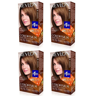 Revlon ColorSilk Hair Color 54 Light Golden Brown 1 Each (Pack of 4) + LA Cross Manicure 74858