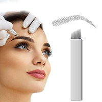 PFT 50pcs 12 Needle Curved Flat Permanent Makeup Needle Manual Eyebrow Tattoo Microblade Sloped 12 Needle