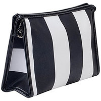 Beauty Make Up Cosmetics and Toiletries PU Bag Case Holder Makeup Tools Nail Care Utensils Organizer Wallet Pouch In Black and White Colored Stripes