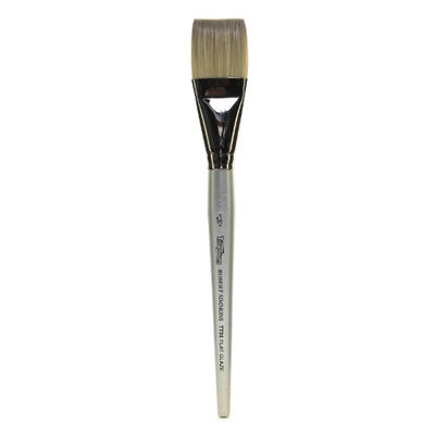 Robert Simmons TT55 Titanium Short-Handle Single-Stock Paint Brush, 1 1/2in, Flat Glaze Bristle, Hog Hair, Silver