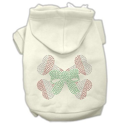 Mirage Pet Products 10-Inch Candy Cane Crossbones Rhinestone Hoodie, Small, Cream