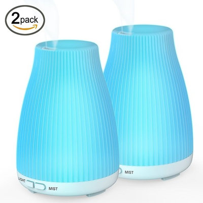 BAXIA TECHNOLOGY Essential Oil Portable Ultrasonic Cool Mist Diffuser Humidifier, 8 LED Lights Waterless Auto Shut-Off Fo Aroma, 2-pack, 100ML 2Pack
