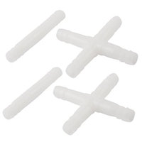 Aquarium White 4 Way Connector Straight Joint 10mm Dia Air Line Tubing 4 in 1