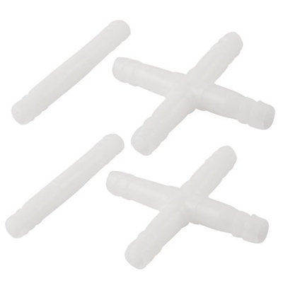 Aquarium White 4 Way Connector Straight Joint 10mm Dia Air Line Tubing 4 in 1