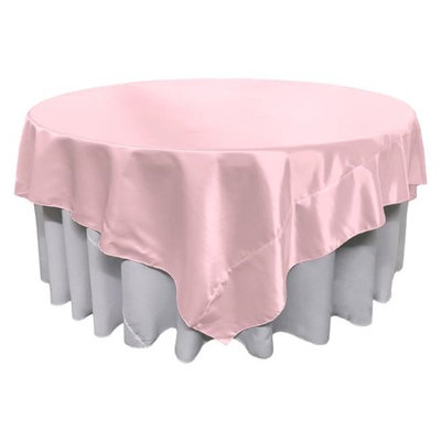 LA Linen TCbridal90x90-PinkB37 Bridal Satin Square Tablecloth Light Pink - 90 x 90 in.