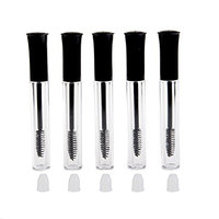trent 5 pcs Black 5ml Empty Plastic DIY Mascara Tube Eyelash Cream Wand Container Bottle Vials With Brush Reusable for Home and Travel