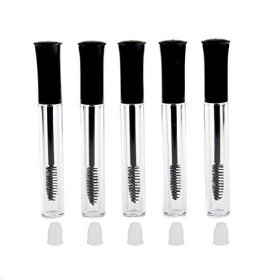 trent 5 pcs Black 5ml Empty Plastic DIY Mascara Tube Eyelash Cream Wand Container Bottle Vials With Brush Reusable for Home and Travel