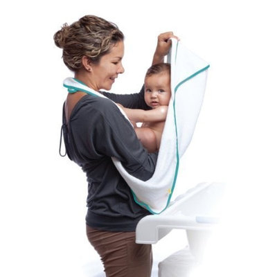 aacua 4 in 1 Multi-Use Bath Towel (White) - Teal Trim