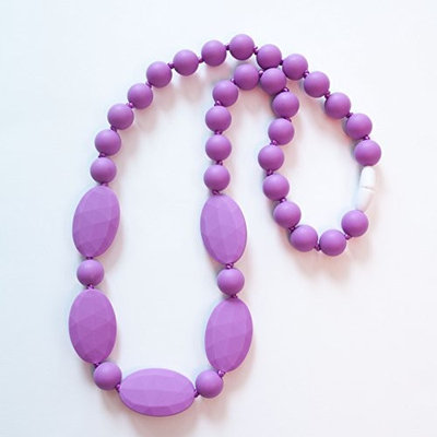 Purple Oval and Round Silicone Teething Necklace for Moms and Teething Nursing Babies BPA Free Chewable Teething Beads 3202