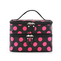 Semilyn Makeup Bag Organizer Double Layer Cosmetic Bags Travel Makeup Case Double Zipper Cosmetic Travel Carry Cases Storage Bags for Personal Care Hygiene Purse Great Gifts