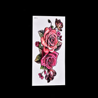 Ujuuu 1 Pcs Rose Fake Temporary Tattoo Sticker, Temporary Body Art Tattoo for Women Men, Waterproof Design