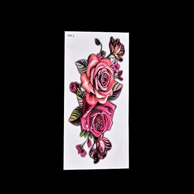 Ujuuu 1 Pcs Rose Fake Temporary Tattoo Sticker, Temporary Body Art Tattoo for Women Men, Waterproof Design