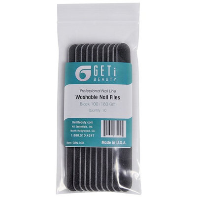 GETi BEAUTY (10 pieces) 100/180 Grit Nail Files Made in U.S.A with Quality Professional-Grade Sand Paper Emery Washable & ‘Disinfectable’ multiple uses. Excellent for Nails, Hobbies, Gifts, Crafts