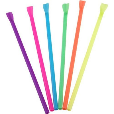 Disposable Multi-Colored Smoothie Spoon Straws - Case of 400