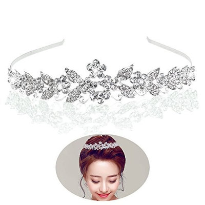 Tinksky Tiara Bridal Headpieces Rhinestone Princess Tiara Baroque Headbands(Silver)