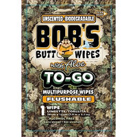 Bob’s to-Go Wipes, Individually Wrapped Butt Wipes for Travel, Unscented Biodegradable Flushable Multipurpose Wipes, 24 Pack