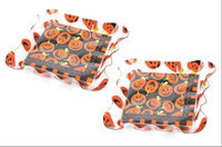 Dennis East Halloween Orange Black 7 Inch Paper Napkins Ruffled Napkin Holders Set of 2