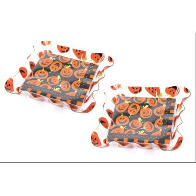 Dennis East Halloween Orange Black 7 Inch Paper Napkins Ruffled Napkin Holders Set of 2