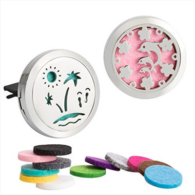 2PCS Aromatherapy Car Diffuser Essential Oil Air Freshener Vent Clip-Dolphins&Beaches Locket