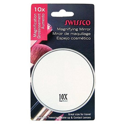 Swissco Suction Cup Mirror, Black and Silver, 3 1/2 Inches, 10x