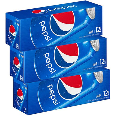 Pepsi Soda, Fridge Pack Bundle, 12 fl oz, 36 Cans (Packaging May Vary)