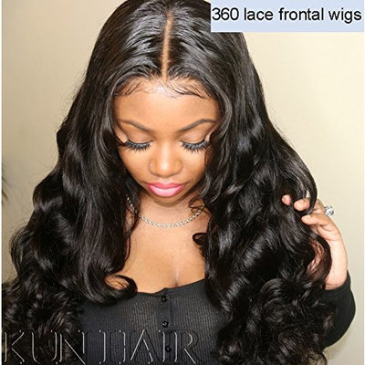 360 Lace Wigs Pre Plucked Human Hair Wigs for Women 150% Density Loose Wave 360 Frontal Wigs for High Ponytail and Updo Brazilian Remy Bouncy Wave Human Wigs with Baby Hair Natural Color 14 inches