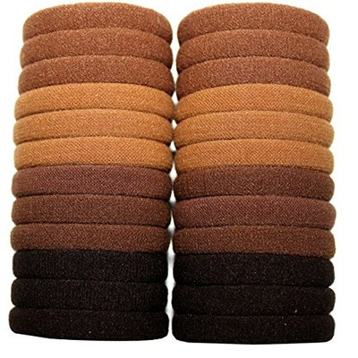 Syleia 24 Hair Ties For All Hair Types No Damage No Metal Elastics Light and Dark Brown Colors