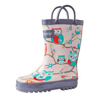 Oakiwear Kids Rain Boots For Boys Girls Toddlers Children Pink Owls