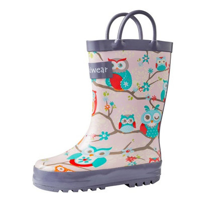 Oakiwear Kids Rain Boots For Boys Girls Toddlers Children Pink Owls