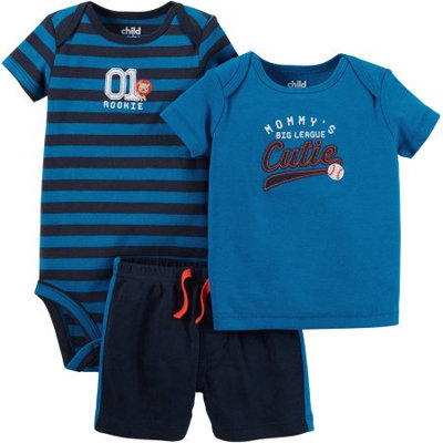 Child of Mine by Carter's Newborn Baby Boy T Shirt, Bodysuit and Shorts Outfit Set 3 Pieces