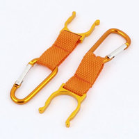 2Pcs Orange Belt Strap Carabiner Water Bottle Hook Holder Clip for Camping Sport