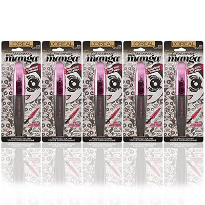 (5 Pack) L'Oreal Paris Voluminous Miss Manga Mascara #376 Black Brown