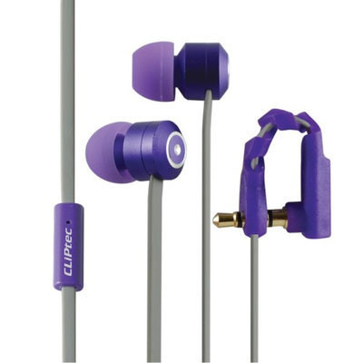 Cliptec Purple Curve Music Stereo 3.5mm Wired In-Ear Headphones Noise Isolation In-line Control /Mic