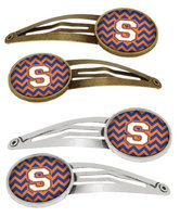 Letter S Chevron Blue and Orange #3 Set of 4 Barrettes Hair Clips CJ1060-SHCS4