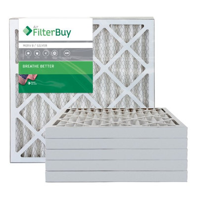 AFB Silver MERV 8 24x25x2 Pleated AC Furnace Air Filter. Filters. 100% produced in the USA. (Pack of 6)