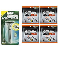 Vector Plus Razor Handle + Atra Plus Refill Razor Blades 10 ct. (Pack of 4) + FREE Assorted Purse Kit/Cosmetic Bag Bonus Gift