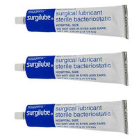 3 Pack SURGILUBE Lubricating Jelly Lube Sterile Tube Screw Top Tube 4.25oz Each