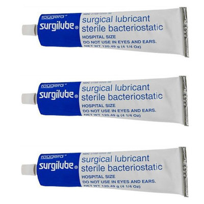 3 Pack SURGILUBE Lubricating Jelly Lube Sterile Tube Screw Top Tube 4.25oz Each