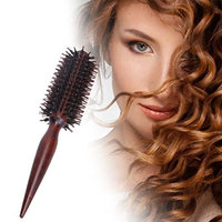 1 Pack Comb Hair Brush Round Anti-Static Wood Wooden Handle Salon Hairdressing Styling Tools Combo Pocket Long Holder Lovely Popular Beard Natural Grooming Girl Travel Kit
